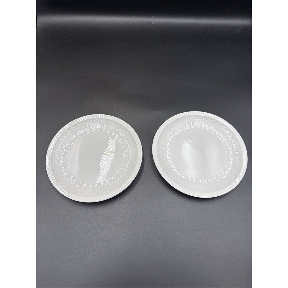 (2) pontesa spain Dessert Plate White Leaf Pattern 6 7/8"